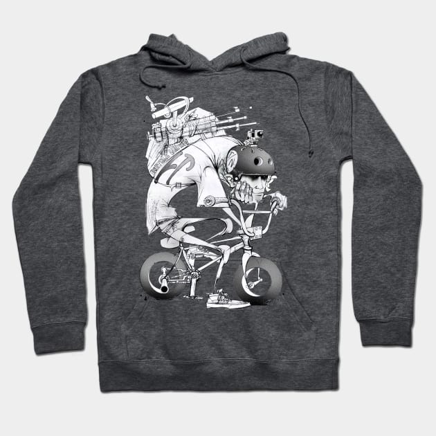 bmx rider Hoodie by IAN TOVEY ILLUSTRATOR